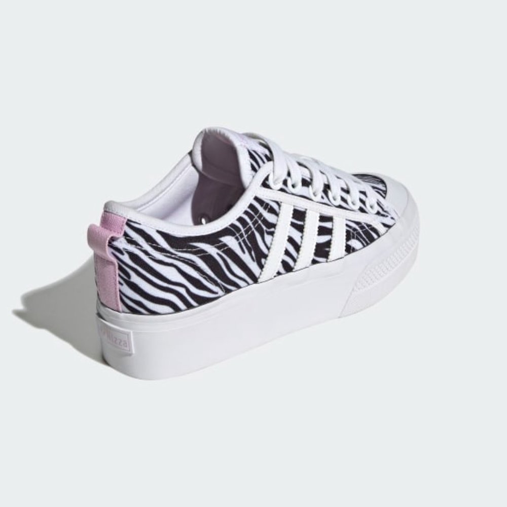 Adidas Nizza Low Top Womens Casual Platform Shoes White Black GZ9681 NEW Size 6 - Picture 6 of 10